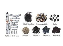 Amantii Deluxe Electric Fireplace Media Kit With 15-Piece Birch Wood Log Set