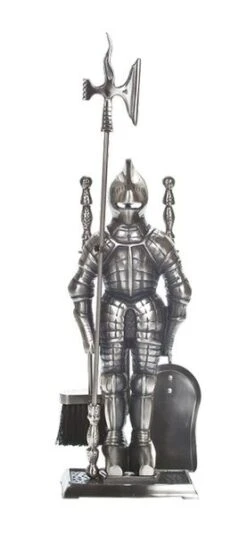 Dagan 29 Inch Little Knight Antiqued Pewter Fireplace Tool Set