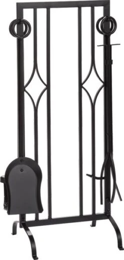 Dagan 30 Inch Four-Piece Black Diamond Fireplace Tool Set