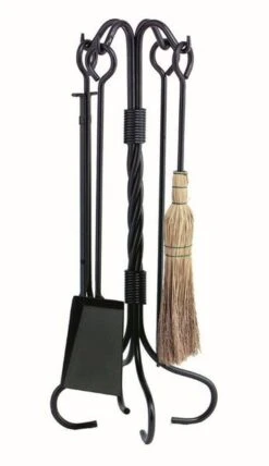 Dagan 30 Inch Four-Piece Twisted Stem Fireplace Tool Set