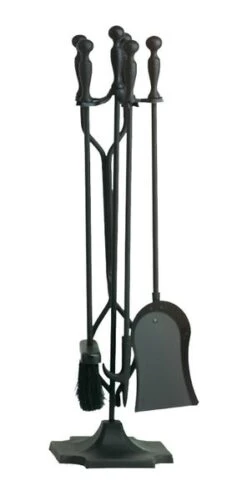 Dagan 31 Inch Four-Piece Ball And Peak Fireplace Tool Set - Black