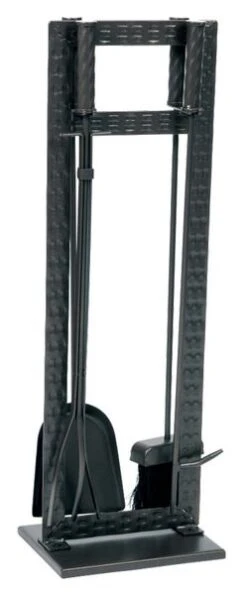 Dagan 32 Inch Four-Piece Black Weave Fireplace Tool Set
