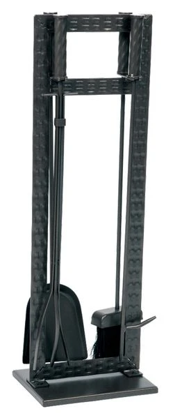 Dagan 32 Inch Four-Piece Black Weave Fireplace Tool Set