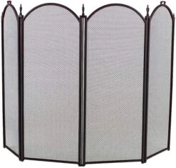 Dagan 52 Inch Four Fold Black Arched Fireplace Screen