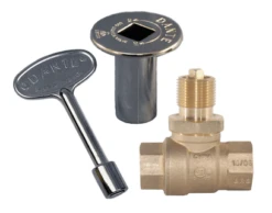 Dante 3/4 Inch Ball Gas Valve And Key Kit With Floor Plate - Straight