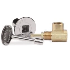 Dante Globe Gas Valve, Key And Floor Plate Kit - Angled - Chrome Finish