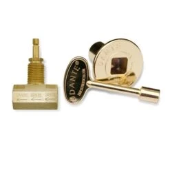 Dante Globe Gas Valve, Key And Floor Plate Kit - Straight - Polished Brass Finish