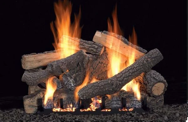 Empire 18' Ponderosa Refractory Vented Propane Gas Logs Set And Millivolt Remote Control Ready Slope Glaze Burner