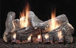 Empire 18' Sassafras Refractory Vented Propane Gas Logs Set And Millivolt Remote Control Slope Glaze Burner