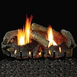 Empire 18' Stacked Aged Oak Refractory Vented Propane Gas Logs Set And Millivolt Remote Control Slope Glaze Burner