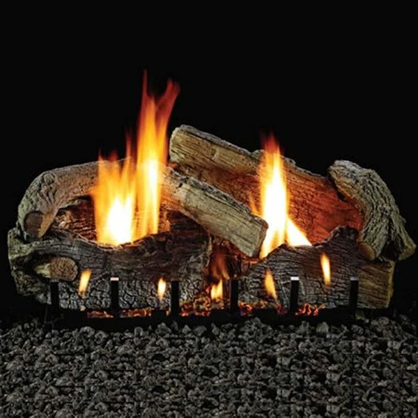 Empire 18' Stacked Aged Oak Refractory Vented Propane Gas Logs Set And Millivolt Remote Control Slope Glaze Burner