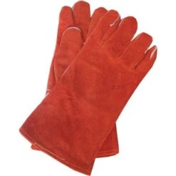 Goods Of The Woods Lined Fire-Retardant Red Leather Fireplace Gloves