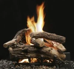 Kingsman 18' Vented Split Oak Log Set With Natural Gas Log Grate Burner - On/Off Millivolt Pilot Kit