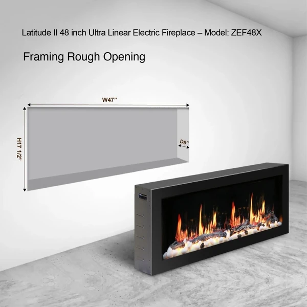 Litedeer Homes Latitude II 48 Inch Seamless Push-in Electric Linear Fireplace - Image 8