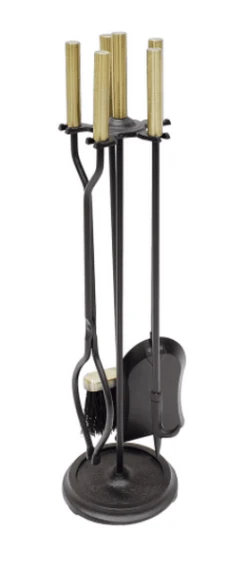 Minuteman Antique Brass And Black Neoclassic Fireplace Tool Set