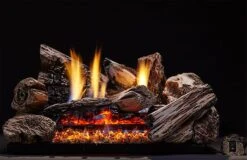 Monessen 30 Inch 8 Piece Burncrete Hybrid Moxie Log Set And Glow Getter Gas Burner With Remote Control