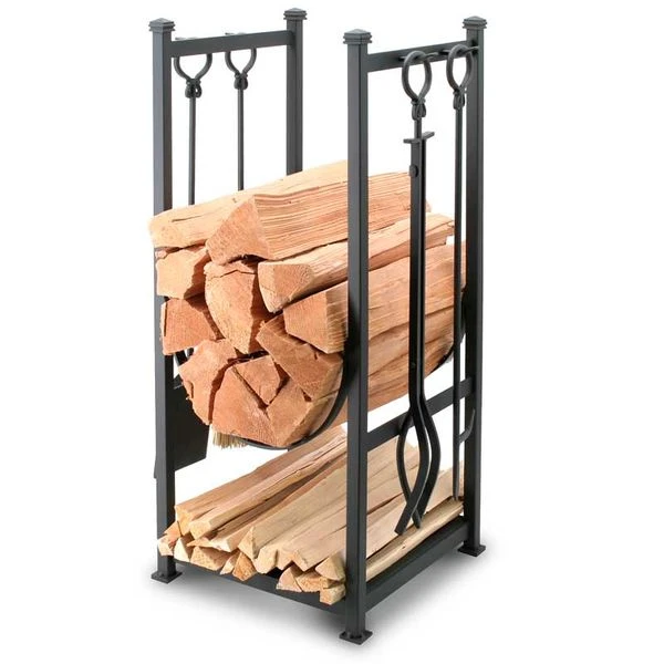 Napa Forge Black Contemporary Hearth Center With Four Piece Tool Set