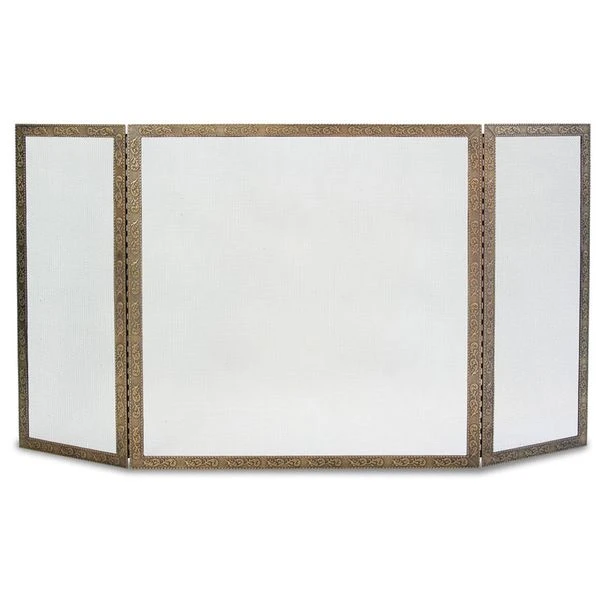 Pilgrim Tri Panel Bay Branch Embossed Fireplace Screen