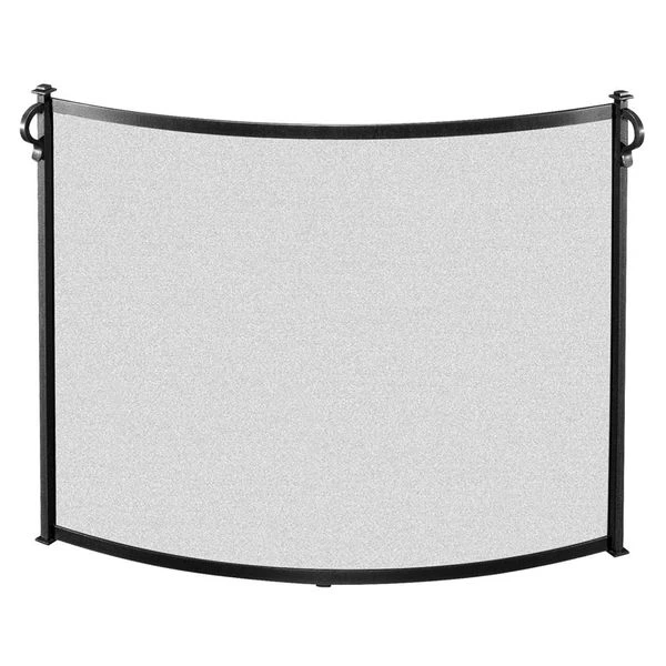 Pilgrim 39 Inch Bowed Craftsman Matte Black Mesh Fireplace Screen