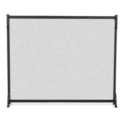 Pilgrim 39 Inch Craftsman Matte Black Single-Panel Mesh Fireplace Screen