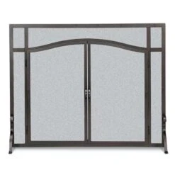Pilgrim 39 Inch Forged Iron Fireplace Screen With Arched Doors