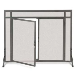 Pilgrim 39 Inch Forged Iron Fireplace Screen With Doors