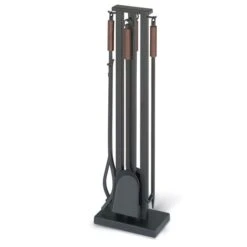 Pilgrim Contemporary Fireplace Tool Set With Burnished Bronze Handles