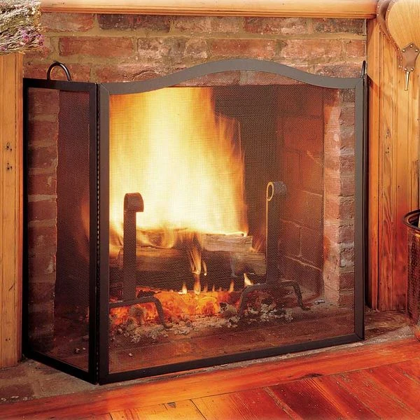 Pilgrim Large Tri Panel Camelback Arch Fireplace Screen - Image 3