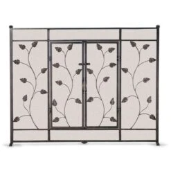 Pilgrim Leaf And Vine Flat Fireplace Screen With Doors