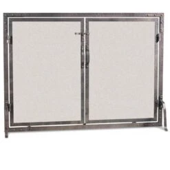 Pilgrim Old World Forged Iron Fireplace Screen With Doors