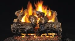 Real Fyre 18' Burnt Rustic Oak Vented Natural Gas Logs Set- Match Light