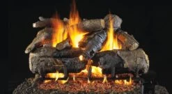 Real Fyre 18' Charred American Oak Vented Natural Gas Logs Set- Match Light