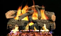 Real Fyre 18' Charred Evergreen Oak Vented Natural Gas Logs Set With On/Off Electronic Pilot Kit