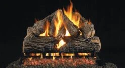 Real Fyre 18' Charred Oak Vented Natural Gas Logs Set- Match Light