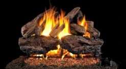 Real Fyre 18' Charred Red Oak Vented Natural Gas Logs Set- Match Light