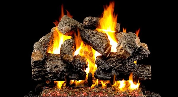 Real Fyre 18' Charred Royal English Oak Vented Natural Gas Logs Set- Match Light