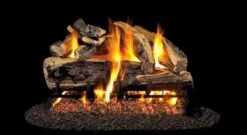 Real Fyre 18' Charred Rugged Split Oak Vented Natural Gas Logs Set- Match Light