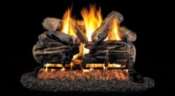 Real Fyre 18' Charred Split Oak Vented Natural Gas Logs Set- Match Light