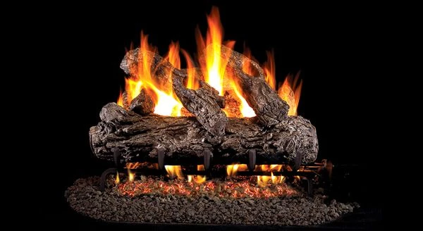 Real Fyre 18' Rustic Oak Vented Natural Gas Logs Set- Match Light
