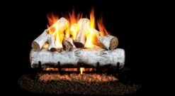 Real Fyre 18' White Birch Vented Natural Gas Logs Set- Match Light