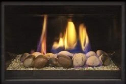 Real Fyre ISeries Contemporary Creekstones Strip Fireplace Media
