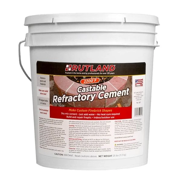 Castable Refractory Cement For Fireplaces By Rutland(25 Pound Tub)
