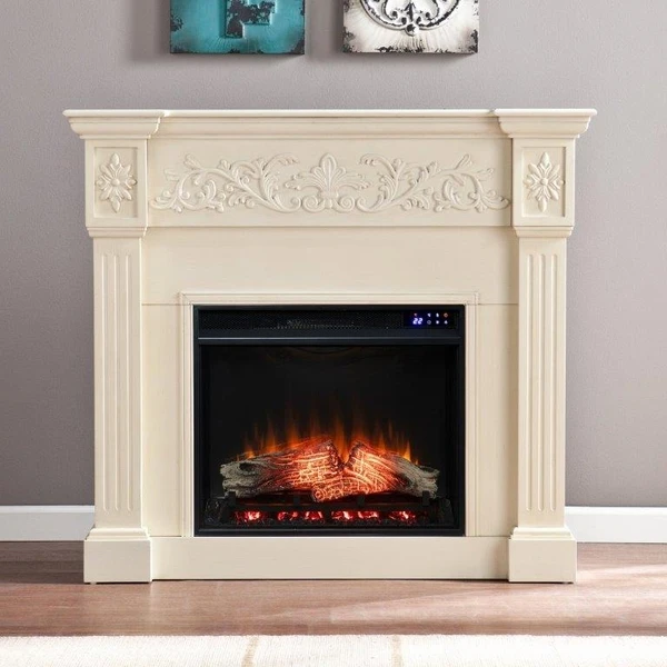 SEI 44 Inch Calvert Electric Fireplace With Decorative Carved Mantel - Image 4