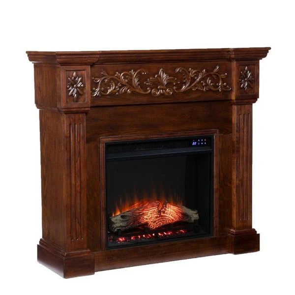 SEI 44 Inch Calvert Electric Fireplace With Decorative Carved Mantel