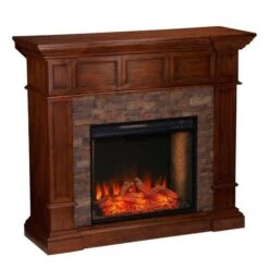 SEI 46 Inch Merrimack Alexa-Enabled Smart Corner Convertible Electric Fireplace