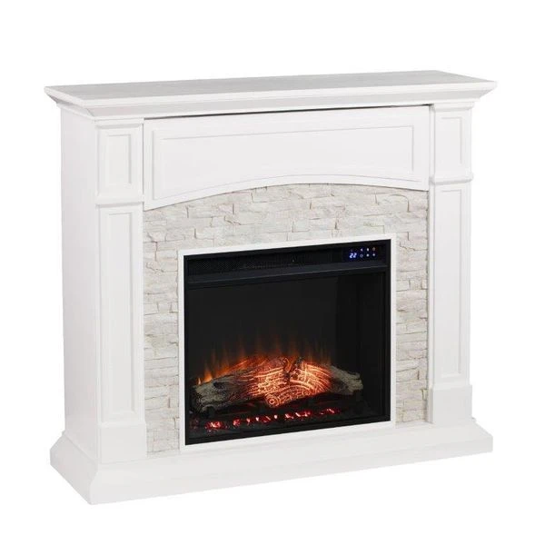 SEI 46 Inch Seneca Electric Fireplace With Faux Stone Surround