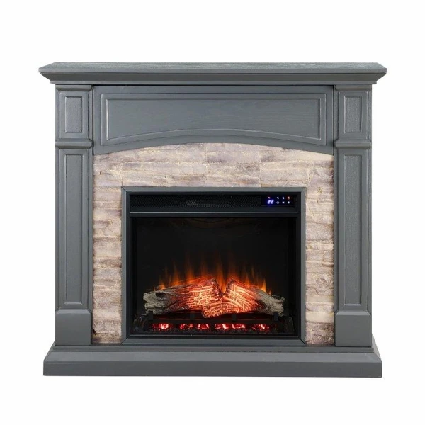SEI 46 Inch Seneca Electric Fireplace With Faux Stone Surround - Image 2