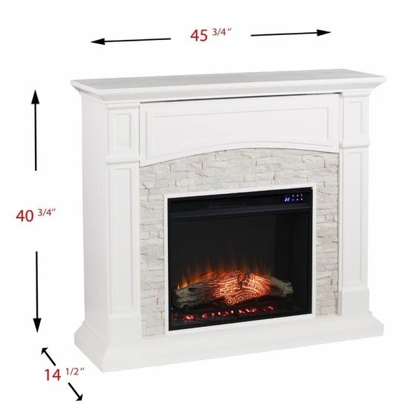 SEI 46 Inch Seneca Electric Fireplace With Faux Stone Surround - Image 3