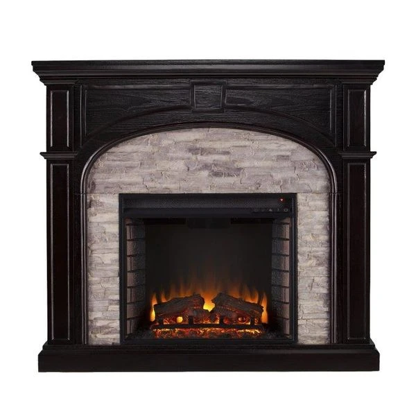 SEI 46 Inch Tanaya Electric Fireplace With Stacked Stone Mantel