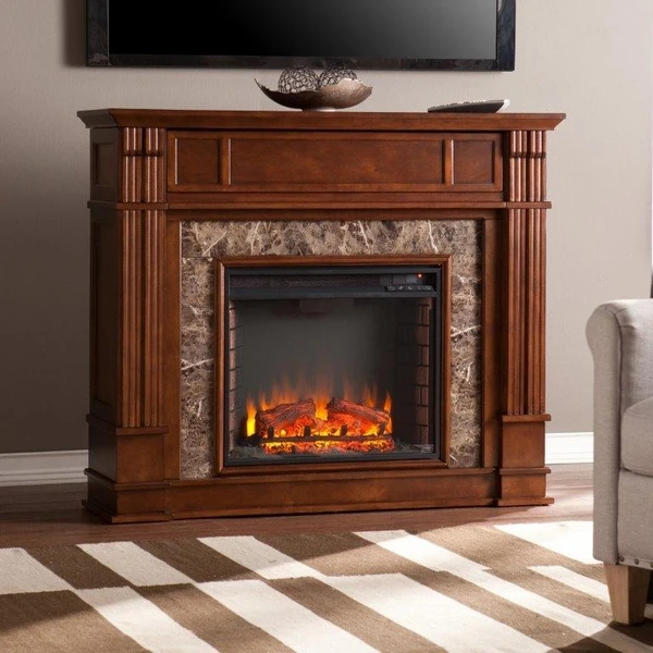 SEI 48 Inch Highgate Electric Fireplace With Stone Mantel - Image 3